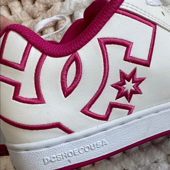DC White and Fuchsia Women’s Lace-Up Skate Sneakers - Picture 5 of 5
